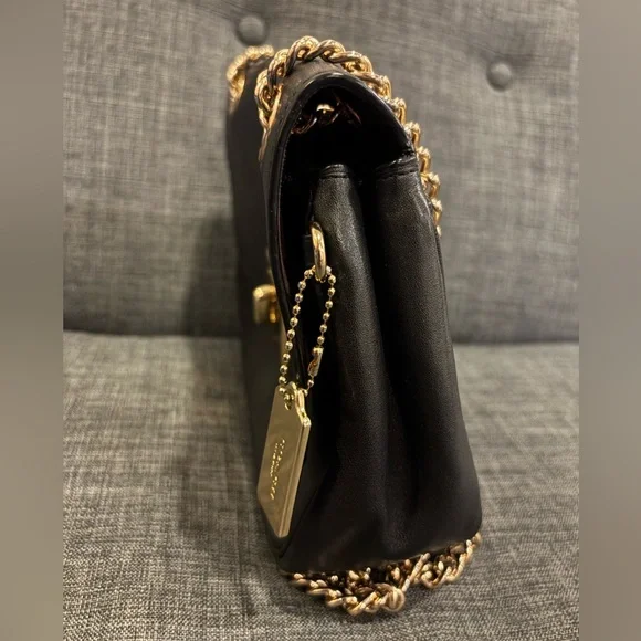 Vintage COACH Cassidy Crossbody Black Leather Shoulder Bag with Gold Hardware - Picture 3 of 16